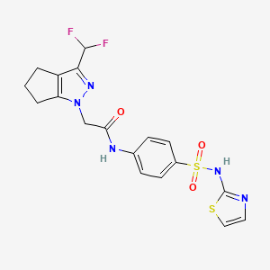 molecular formula C18H17F2N5O3S2 B10931057 2-[3-(difluoromethyl)-5,6-dihydrocyclopenta[c]pyrazol-1(4H)-yl]-N-[4-(1,3-thiazol-2-ylsulfamoyl)phenyl]acetamide 