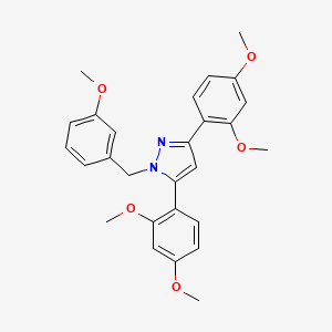 molecular formula C27H28N2O5 B10931078 3,5-bis(2,4-dimethoxyphenyl)-1-(3-methoxybenzyl)-1H-pyrazole 