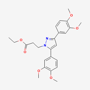 molecular formula C24H28N2O6 B10931080 ethyl 3-[3,5-bis(3,4-dimethoxyphenyl)-1H-pyrazol-1-yl]propanoate 