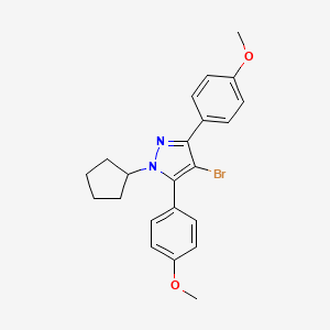 molecular formula C22H23BrN2O2 B10931116 4-bromo-1-cyclopentyl-3,5-bis(4-methoxyphenyl)-1H-pyrazole 