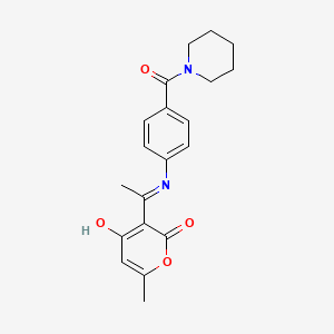 molecular formula C20H22N2O4 B10931117 (3E)-6-methyl-3-(1-{[4-(piperidin-1-ylcarbonyl)phenyl]amino}ethylidene)-2H-pyran-2,4(3H)-dione 