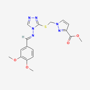 methyl 1-{[(4-{[(E)-(3,4-dimethoxyphenyl)methylidene]amino}-4H-1,2,4-triazol-3-yl)sulfanyl]methyl}-1H-pyrazole-3-carboxylate