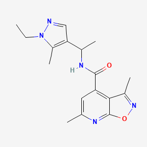 molecular formula C17H21N5O2 B10931126 N-[1-(1-ethyl-5-methyl-1H-pyrazol-4-yl)ethyl]-3,6-dimethyl[1,2]oxazolo[5,4-b]pyridine-4-carboxamide 