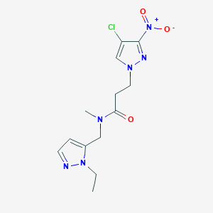 molecular formula C13H17ClN6O3 B10931157 3-(4-chloro-3-nitro-1H-pyrazol-1-yl)-N-[(1-ethyl-1H-pyrazol-5-yl)methyl]-N-methylpropanamide 