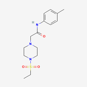 molecular formula C15H23N3O3S B10931161 2-[4-(ethylsulfonyl)piperazin-1-yl]-N-(4-methylphenyl)acetamide 