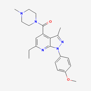 molecular formula C22H27N5O2 B10931170 [6-ethyl-1-(4-methoxyphenyl)-3-methyl-1H-pyrazolo[3,4-b]pyridin-4-yl](4-methylpiperazin-1-yl)methanone 