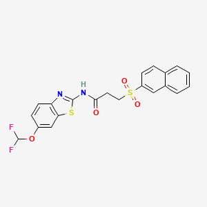 molecular formula C21H16F2N2O4S2 B10931175 N-[6-(difluoromethoxy)-1,3-benzothiazol-2-yl]-3-(naphthalen-2-ylsulfonyl)propanamide 