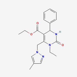 ethyl 1-ethyl-6-[(4-methyl-1H-pyrazol-1-yl)methyl]-2-oxo-4-phenyl-1,2,3,4-tetrahydropyrimidine-5-carboxylate