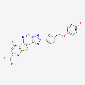 13-(difluoromethyl)-4-[5-[(4-fluorophenoxy)methyl]furan-2-yl]-11-methyl-16-thia-3,5,6,8,14-pentazatetracyclo[7.7.0.02,6.010,15]hexadeca-1(9),2,4,7,10(15),11,13-heptaene