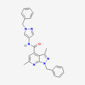 molecular formula C26H24N6O B10931311 1-benzyl-N-(1-benzyl-1H-pyrazol-4-yl)-3,6-dimethyl-1H-pyrazolo[3,4-b]pyridine-4-carboxamide 