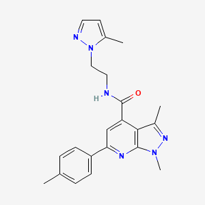 molecular formula C22H24N6O B10931312 1,3-dimethyl-6-(4-methylphenyl)-N-[2-(5-methyl-1H-pyrazol-1-yl)ethyl]-1H-pyrazolo[3,4-b]pyridine-4-carboxamide 