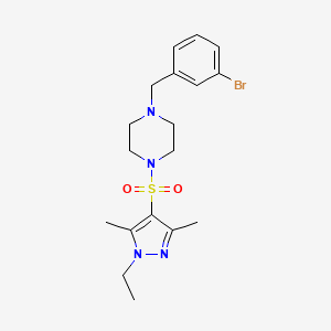 molecular formula C18H25BrN4O2S B10931338 1-(3-bromobenzyl)-4-[(1-ethyl-3,5-dimethyl-1H-pyrazol-4-yl)sulfonyl]piperazine 