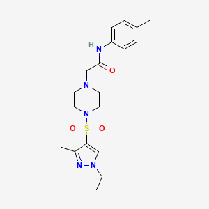 molecular formula C19H27N5O3S B10931379 2-{4-[(1-ethyl-3-methyl-1H-pyrazol-4-yl)sulfonyl]piperazin-1-yl}-N-(4-methylphenyl)acetamide 