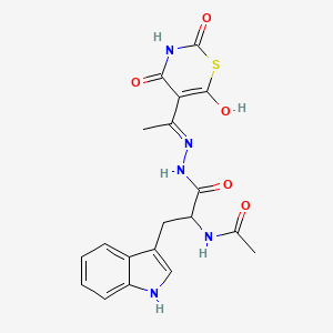 molecular formula C19H19N5O5S B10931439 N~1~-(1-(1H-Indol-3-ylmethyl)-2-oxo-2-{2-[1-(2,4,6-trioxo-1,3-thiazinan-5-yliden)ethyl]hydrazino}ethyl)acetamide 