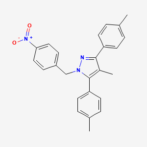 molecular formula C25H23N3O2 B10931444 4-methyl-3,5-bis(4-methylphenyl)-1-(4-nitrobenzyl)-1H-pyrazole 