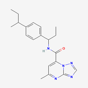 molecular formula C20H25N5O B10931478 N-{1-[4-(butan-2-yl)phenyl]propyl}-5-methyl[1,2,4]triazolo[1,5-a]pyrimidine-7-carboxamide 