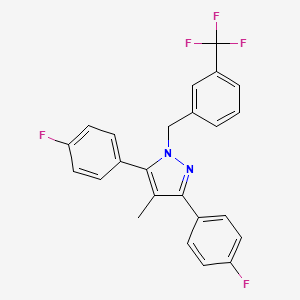 molecular formula C24H17F5N2 B10931487 3,5-bis(4-fluorophenyl)-4-methyl-1-[3-(trifluoromethyl)benzyl]-1H-pyrazole 