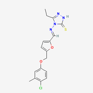 4-{[(E)-{5-[(4-chloro-3-methylphenoxy)methyl]furan-2-yl}methylidene]amino}-5-ethyl-4H-1,2,4-triazole-3-thiol