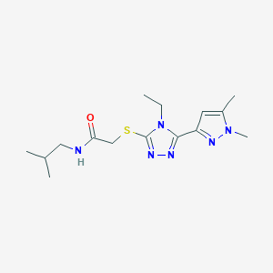 2-{[5-(1,5-dimethyl-1H-pyrazol-3-yl)-4-ethyl-4H-1,2,4-triazol-3-yl]sulfanyl}-N-(2-methylpropyl)acetamide