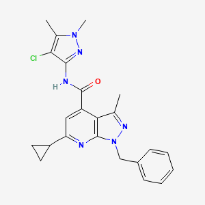 molecular formula C23H23ClN6O B10931553 1-benzyl-N-(4-chloro-1,5-dimethyl-1H-pyrazol-3-yl)-6-cyclopropyl-3-methyl-1H-pyrazolo[3,4-b]pyridine-4-carboxamide 