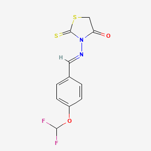 molecular formula C11H8F2N2O2S2 B10931567 3-({(E)-[4-(difluoromethoxy)phenyl]methylidene}amino)-2-thioxo-1,3-thiazolidin-4-one 