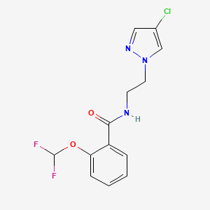 molecular formula C13H12ClF2N3O2 B10931573 N-[2-(4-chloro-1H-pyrazol-1-yl)ethyl]-2-(difluoromethoxy)benzamide 