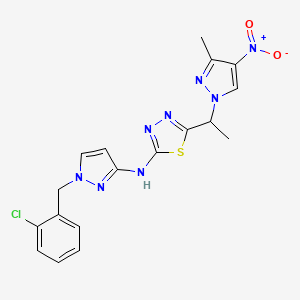 N-[1-(2-chlorobenzyl)-1H-pyrazol-3-yl]-5-[1-(3-methyl-4-nitro-1H-pyrazol-1-yl)ethyl]-1,3,4-thiadiazol-2-amine