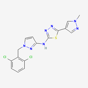 molecular formula C16H13Cl2N7S B10931596 N-[1-(2,6-dichlorobenzyl)-1H-pyrazol-3-yl]-5-(1-methyl-1H-pyrazol-4-yl)-1,3,4-thiadiazol-2-amine 