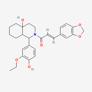 (2E)-3-(1,3-benzodioxol-5-yl)-1-[1-(3-ethoxy-4-hydroxyphenyl)-4a-hydroxyoctahydroisoquinolin-2(1H)-yl]prop-2-en-1-one