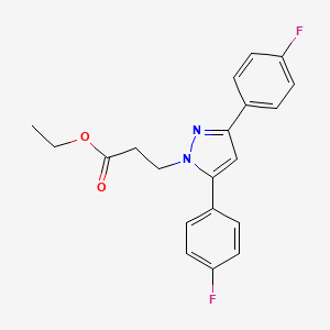 molecular formula C20H18F2N2O2 B10931706 ethyl 3-[3,5-bis(4-fluorophenyl)-1H-pyrazol-1-yl]propanoate 