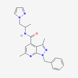 1-benzyl-3,6-dimethyl-N-[1-(1H-pyrazol-1-yl)propan-2-yl]-1H-pyrazolo[3,4-b]pyridine-4-carboxamide