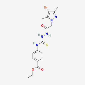 molecular formula C17H20BrN5O3S B10931742 ethyl 4-[({2-[(4-bromo-3,5-dimethyl-1H-pyrazol-1-yl)acetyl]hydrazinyl}carbonothioyl)amino]benzoate 