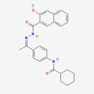 N-{4-[(1Z)-1-{2-[(3-hydroxynaphthalen-2-yl)carbonyl]hydrazinylidene}ethyl]phenyl}cyclohexanecarboxamide