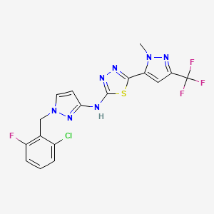 N-[1-(2-chloro-6-fluorobenzyl)-1H-pyrazol-3-yl]-5-[1-methyl-3-(trifluoromethyl)-1H-pyrazol-5-yl]-1,3,4-thiadiazol-2-amine