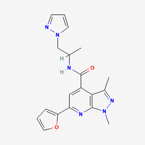 molecular formula C19H20N6O2 B10931883 6-(furan-2-yl)-1,3-dimethyl-N-[1-(1H-pyrazol-1-yl)propan-2-yl]-1H-pyrazolo[3,4-b]pyridine-4-carboxamide 