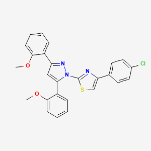 molecular formula C26H20ClN3O2S B10931899 2-[3,5-bis(2-methoxyphenyl)-1H-pyrazol-1-yl]-4-(4-chlorophenyl)-1,3-thiazole 