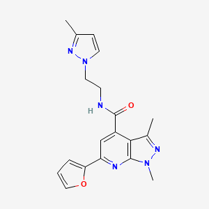 molecular formula C19H20N6O2 B10931914 6-(furan-2-yl)-1,3-dimethyl-N-[2-(3-methyl-1H-pyrazol-1-yl)ethyl]-1H-pyrazolo[3,4-b]pyridine-4-carboxamide 