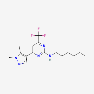 4-(1,5-dimethyl-1H-pyrazol-4-yl)-N-hexyl-6-(trifluoromethyl)pyrimidin-2-amine