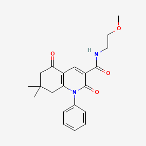 molecular formula C21H24N2O4 B10931937 N-(2-methoxyethyl)-7,7-dimethyl-2,5-dioxo-1-phenyl-1,2,5,6,7,8-hexahydroquinoline-3-carboxamide 