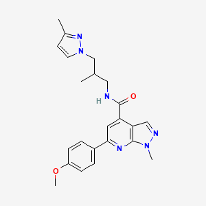 molecular formula C23H26N6O2 B10931955 6-(4-methoxyphenyl)-1-methyl-N-[2-methyl-3-(3-methyl-1H-pyrazol-1-yl)propyl]-1H-pyrazolo[3,4-b]pyridine-4-carboxamide 