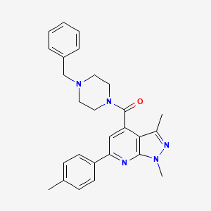 molecular formula C27H29N5O B10931962 (4-benzylpiperazin-1-yl)[1,3-dimethyl-6-(4-methylphenyl)-1H-pyrazolo[3,4-b]pyridin-4-yl]methanone 