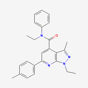 molecular formula C25H26N4O B10931969 N,1-diethyl-3-methyl-6-(4-methylphenyl)-N-phenyl-1H-pyrazolo[3,4-b]pyridine-4-carboxamide 