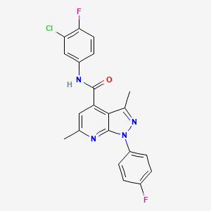 molecular formula C21H15ClF2N4O B10931992 N-(3-chloro-4-fluorophenyl)-1-(4-fluorophenyl)-3,6-dimethyl-1H-pyrazolo[3,4-b]pyridine-4-carboxamide 