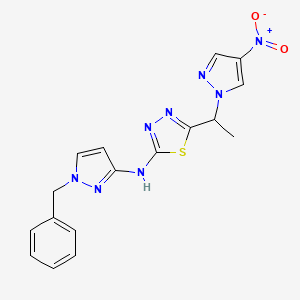 N-(1-benzyl-1H-pyrazol-3-yl)-5-[1-(4-nitro-1H-pyrazol-1-yl)ethyl]-1,3,4-thiadiazol-2-amine