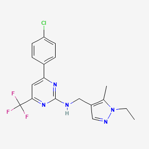 4-(4-chlorophenyl)-N-[(1-ethyl-5-methyl-1H-pyrazol-4-yl)methyl]-6-(trifluoromethyl)pyrimidin-2-amine