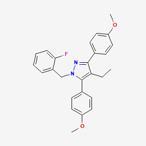 molecular formula C26H25FN2O2 B10932074 4-ethyl-1-(2-fluorobenzyl)-3,5-bis(4-methoxyphenyl)-1H-pyrazole 