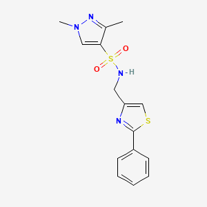 molecular formula C15H16N4O2S2 B10932089 1,3-dimethyl-N-[(2-phenyl-1,3-thiazol-4-yl)methyl]-1H-pyrazole-4-sulfonamide 