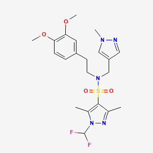 molecular formula C21H27F2N5O4S B10932098 1-(difluoromethyl)-N-[2-(3,4-dimethoxyphenyl)ethyl]-3,5-dimethyl-N-[(1-methyl-1H-pyrazol-4-yl)methyl]-1H-pyrazole-4-sulfonamide 