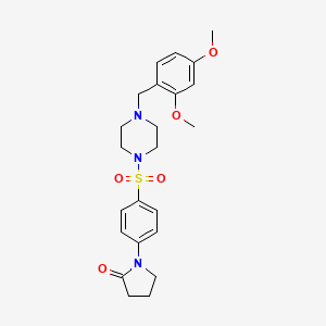 molecular formula C23H29N3O5S B10932110 1-(4-{[4-(2,4-Dimethoxybenzyl)piperazin-1-yl]sulfonyl}phenyl)pyrrolidin-2-one 