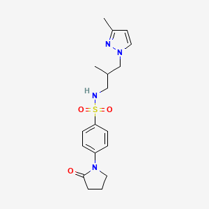 molecular formula C18H24N4O3S B10932113 N-[2-methyl-3-(3-methyl-1H-pyrazol-1-yl)propyl]-4-(2-oxopyrrolidin-1-yl)benzenesulfonamide 